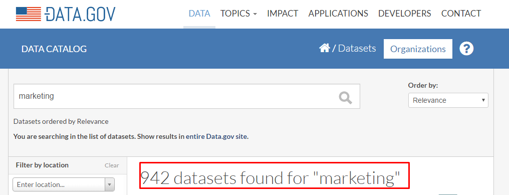 Data.gov search results