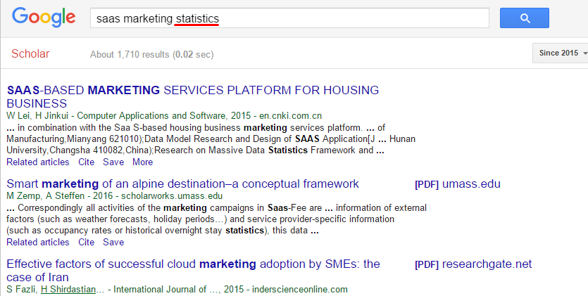 Search results of Google Scholar