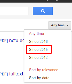 Date range in Google Scholar
